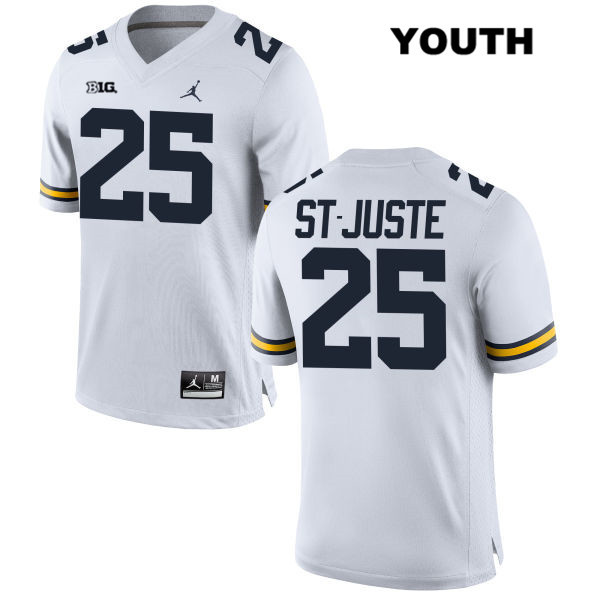 Youth NCAA Michigan Wolverines Benjamin St-Juste #25 White Jordan Brand Authentic Stitched Football College Jersey MM25S87ZQ